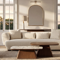 Moderner Massivholz-Couchtisch mit Marmorplatte, Ausziehbar, Anpassbare Form und Größe für Zuhause, Büro und Wohnzimmer
