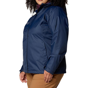 Windbreaker Plus Size Navy High Collar Waterproof Breathable Outdoor Zip Up Shell Hooded Layering <b>Jacket</b> - Product Image 5