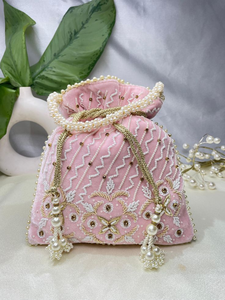 Unique Design Ethnic Mirror Work Embroidered Handmade Embellished Beaded potli Bags For Girls - Product Image 6