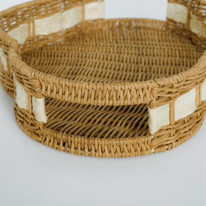 Handcrafted Rattan Tray With Handles Unique Design Wicker <b>Basket</b> For Tabletop Organization Home Living Room Decor - Product Image 3