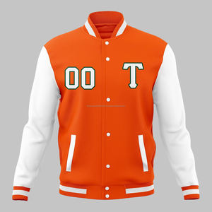 Chaqueta universitaria de alta calidad para hombres y mujeres, chaqueta universitaria de algodón polar Letterman con cuello levantado, venta al por mayor - Product Image 6