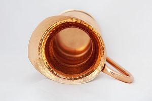 Pichet à boisson en cuivre avec couvercle, design rayé, style vintage, grande capacité, vaisselle de maison, carafe en métal - Product Image 4
