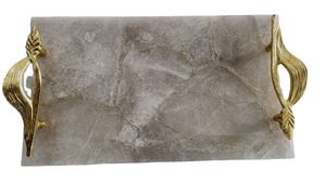 Plateau de décoration en quartz fumé Rectangle bois marbre plastique acier inoxydable pour servir des aliments à usage domestique - Product Image 5