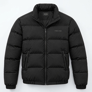Chaqueta acolchada negra para hombre, con cuello alto, cierre de cremallera, abrigo de invierno cálido, informal, para exteriores, estilo urbano, etiqueta privada personalizada - Product Image 5