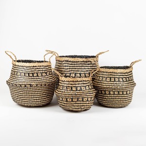 Woven Seagrass Natural Eco Friendly <b>Foldable</b> Straw Belly <b>Basket</b> Storage Planter <b>Baskets</b> Cheapest Price From Vietnam - Product Image 5
