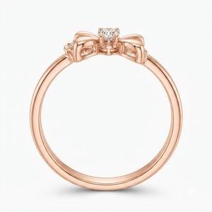 Bague en or rose 8K certifiée IGI avec diamant rond cultivé en laboratoire 0,10 CT, bijou élégant pour femme - Product Image 4