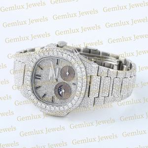 Premium Quality Pass Diamond Tester Cushion Dial D VVS Totalmente helado Moissanite Diamond Chronograph Hip Hop Watch para hombres - Product Image 5