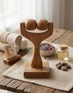 Rodillo Masajeador Corporal de Madera Artesanal Bela con 4 Ruedas, Herramienta Manual de Masaje de Tejido Profundo, Alivio del Estrés con Madera Natural - Product Image 2