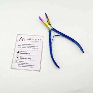 Pince à extensions de cheveux multifonctionnelle bleue avec arc-en-ciel, en acier inoxydable, outil de coiffure, impression de logo personnalisée - Product Image 4
