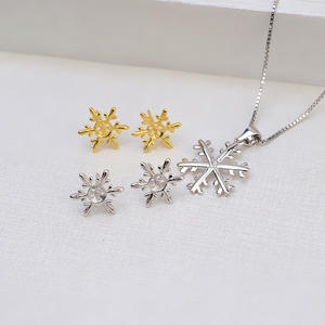 S925 Silver Face Snowflake Earpin Female Pendant DIY Pearl <b>Jewelry</b> Earrings Accessories <b>Fine</b> <b>Jewelry</b> <b>Sets</b> Empty Tray Tide 1310 - Product Image 2
