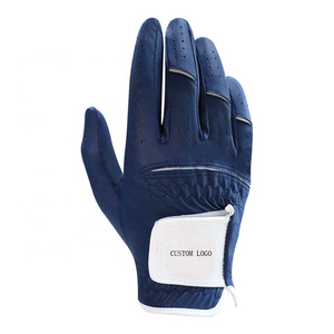 Guantes de Golf Deportivos Unisex de Piel de Cabretta de Primera Calidad, Antideslizantes, para Exteriores, con Logotipo Personalizado, Transpirables, Suaves, Azul Marino, para Mano Izquierda/Derecha - Product Image 1