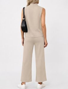 Womens Sleeveless Tank Top and Trouser <b>Set</b> Casual Two Piece Outfit Soft Cotton Lounge Wear Matching <b>Set</b> Comfortable Daily Wear - Product Image 6