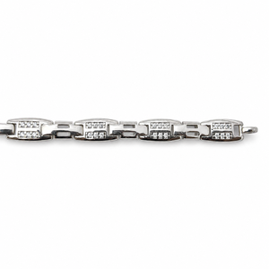 925 Sterling Silver Geometric Link <b>Anklet</b> with Cubic Zirconia High Polish Modern Chain Style Fine Jewelry for Women Daily Wear P - Product Image 4