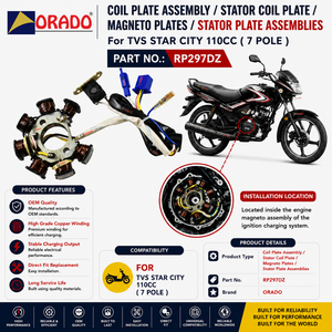 Conjunto de Placa de Bobina de Estator de 7 Polos para TVS Star City 110cc, Calidad de Exportación para Repuestos de Motocicletas en India, Orado - Product Image 4