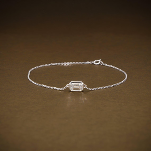 Bracelet en diamant de laboratoire taille émeraude 1 carat pour femme, certifié IGI, or 14 carats, élégant, idéal pour mariage, fête ou comme cadeau. - Product Image 1