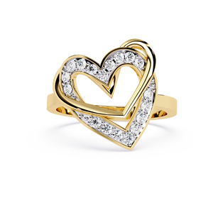 Anillos de oro macizo de 10k, 14k y 18k para mujer con diseño de corazón y diamantes de corte redondo, ideales para regalo, compromiso, aniversario y boda. - Product Image 1