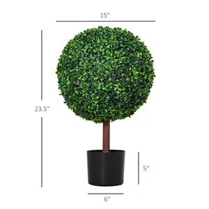 Palla di Bosso Artificiale da 23,5 Pollici, Albero Decorativo per Casa, Balcone, Giardino, Vaso Decorativo Finto per Piante Artificiali - Product Image 2