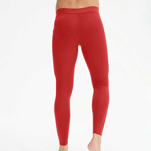 <b>Red</b> Color Full Length Seamless Yoga Leggings High Waist Elastic Waist Sport Compression Pants Solid Color Stretchy Fit - Product Image 2
