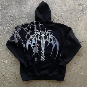 Sudadera con Capucha Black Angel para Hombre y Mujer, Estilo Casual, Oversize, Streetwear, de Algodón/Poliéster para Invierno - Product Image 5
