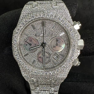 Reloj de buceo automático deportivo de lujo al por mayor con diamantes VVS de color D, moissanita, alarma, estilo hip hop, diseño mecánico de latón - Product Image 1