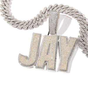 Pendentif Lettre Jay en Moissanite, Argent 925 Plaqué Rhodium, Bijou Unisexe Hip Hop pour Fête - Product Image 1