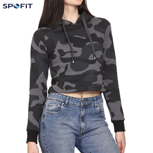 Sudadera con Capucha Corta de Camuflaje para Mujer, Marca SPOFIT, Manga Larga, Estilo Casual, Tejido Transpirable, para Otoño - Product Image 2