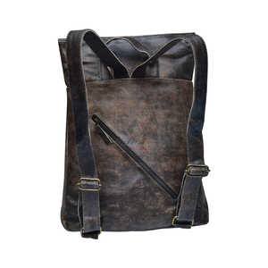Womens Leather <b>Backpack</b> Brown Vintage Genuine Leather Slim Compact Zipper Bag Water Resistant <b>Daily</b> Carry Factory Price - Product Image 4