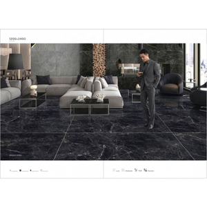 Dalles en pierre frittée Aramani Gold pleine masse, effet porcelaine, 1200x2400mm, durables pour murs de salon et salle à manger extérieurs modernes et luxueux - Product Image 5