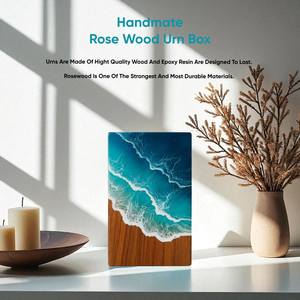 Urna Funeraria de Palisandro con Diseño de Resina Ola Oceánica, Recuerdo Conmemorativo - Product Image 2