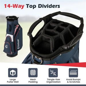 Bolsa de Golf de 14 Compartimentos en Azul Marino y Rojo con 6 Bolsillos con Cremallera, Enfriador, Cuero PU Impermeable, Logotipo Personalizado, Accesorio Deportivo Elegante - Product Image 5