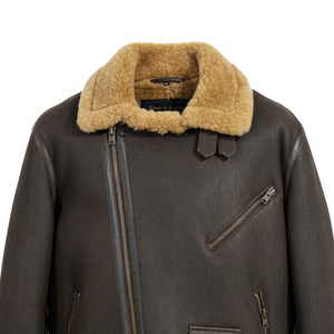 Premium Genuine Leather <b>Shearling</b> Winter <b>Jacket</b> <b>Men</b> Soft Fur Aviator Coat Warm Durable Fashion Biker Outerwear Style - Product Image 4