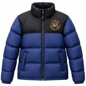 Veste matelassée pour homme Bigwood Sports, col montant, blocs de couleur, épaisse, coupe-vent, avec fermeture éclair et badge frontal, 220g - Product Image 1