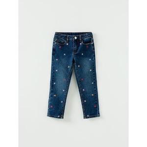 Pantalon en jean droit décontracté coréen OZKIZ pour enfants, filles de 2 à 7 ans, collection Printemps/Automne, mode enfantine, imprimé étoiles colorées tissées - Vente en gros - Product Image 1