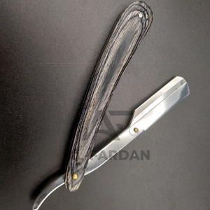 Navaja de afeitar recta para hombre con mango de madera natural Pakka, hoja única intercambiable, con logotipo personalizado, Navajas turcas - Product Image 3