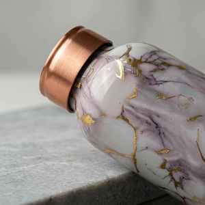 Marble Pattern Copper Water <b>Bottle</b> With Elegant print Copper Lid Portable Travel Drinkware Modern Luxury Design - Product Image 2