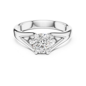 Bague de fiançailles solitaire en diamant de laboratoire 1 CT 2 CT 3 CT, tige fendue ronde, en or massif 18K 14K 10K ou argent 925 pour femme - Product Image 1
