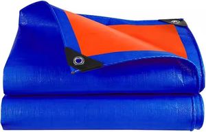 Bâche en polyéthylène imperméable orange et bleu marine, tissu robuste avec œillets, pour couverture de stockage extérieur - Product Image 3