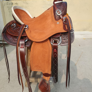 Selle artisanale haut de gamme |   Selle de cheval en cuir brut de qualité supérieure, style western |   Équipement d'équitation pour le ranching |   Édition 2026 - Product Image 1