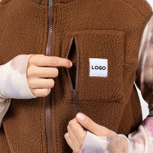 Premium Sherpa Fleece Vest Brown Women Sleeveless Zip Warm Cozy Sustainable OEM Custom Streetwear Outdoor Gilet - Product Image 5