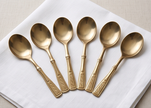 Cuillères à thé plaquées or de qualité supérieure, design classique, finition miroir, manche long, métal durable, ensemble de service pour mariage - Product Image 4