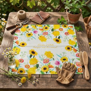 [K-ESSENTIALS] Paño Facial de Algodón Suave 60s 50x50cm con Diseño de Flor Amarilla, Pañuelo Cuadrado Ecológico - Product Image 2