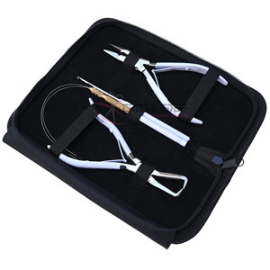 Kit de herramientas para extensiones de cabello con alambre de extensión, gancho, crimpadora de microperlas, alicates para quitar perlas, herramientas de belleza blancas y limpias - Product Image 1