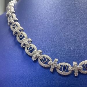 Pulsera de Cadena con Flores de Moissanita en Plata 925 para Mujer, Corte Brillante Redondo, Engaste de Garras, Joyería de Lujo para Boda - Product Image 2