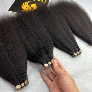 ผมแท้แบบเทปติดผม CDYHAIRVN แบบตรงหยิกเป็นลอนหยักศก เนื้อหยาบแบบยาคิ  มีสินค้าในสต็อก สำหรับมืออาชีพ  ต่อผมจากผู้บริจาคคนเดียว  ลดราคา - Product Image 2