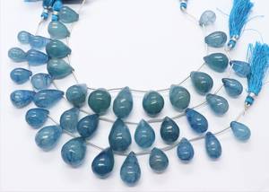 Cuentas de Cuarzo Azul Natural AAA en Forma de Lágrima, Lisas, de 10x15-15x21 mm, Cuentas de Cuarzo Azul en Forma de Gota de 8 Pulgadas - Product Image 2