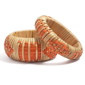 Pulseras de ratán fabricadas en Vietnam, precio económico, juego de brazaletes tejidos a mano. - Product Image 3