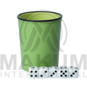 High Quality Green Leather Eco-Friendly Luxury <b>Dice</b> Cup with Same Color Inside and Custom Logo by MAKUM INTERNATIONAL - Product Image 2