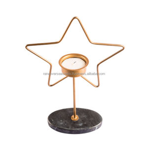Modern Luxury Hot Sale Metal <b>Star</b> Tea <b>Light</b> Candle Holder on Marble Base Gold Finished Great for Wedding Decor Table Centerpiece - Product Image 5