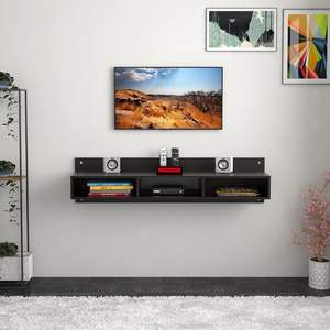 Mueble de TV de Madera para Montar en la Pared, Soporte para Decodificador/Armario para TV con Estantes para Libros y Unidad de Exhibición Decorativa - Product Image 1