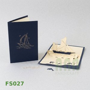 High Quality Handmade 3D Pop-Up Greeting <b>Cards</b> Die-Cut Printed Custom Boat Thanksgiving <b>Wedding</b> Gift <b>Box</b> Made Vietnam Paper - Product Image 4